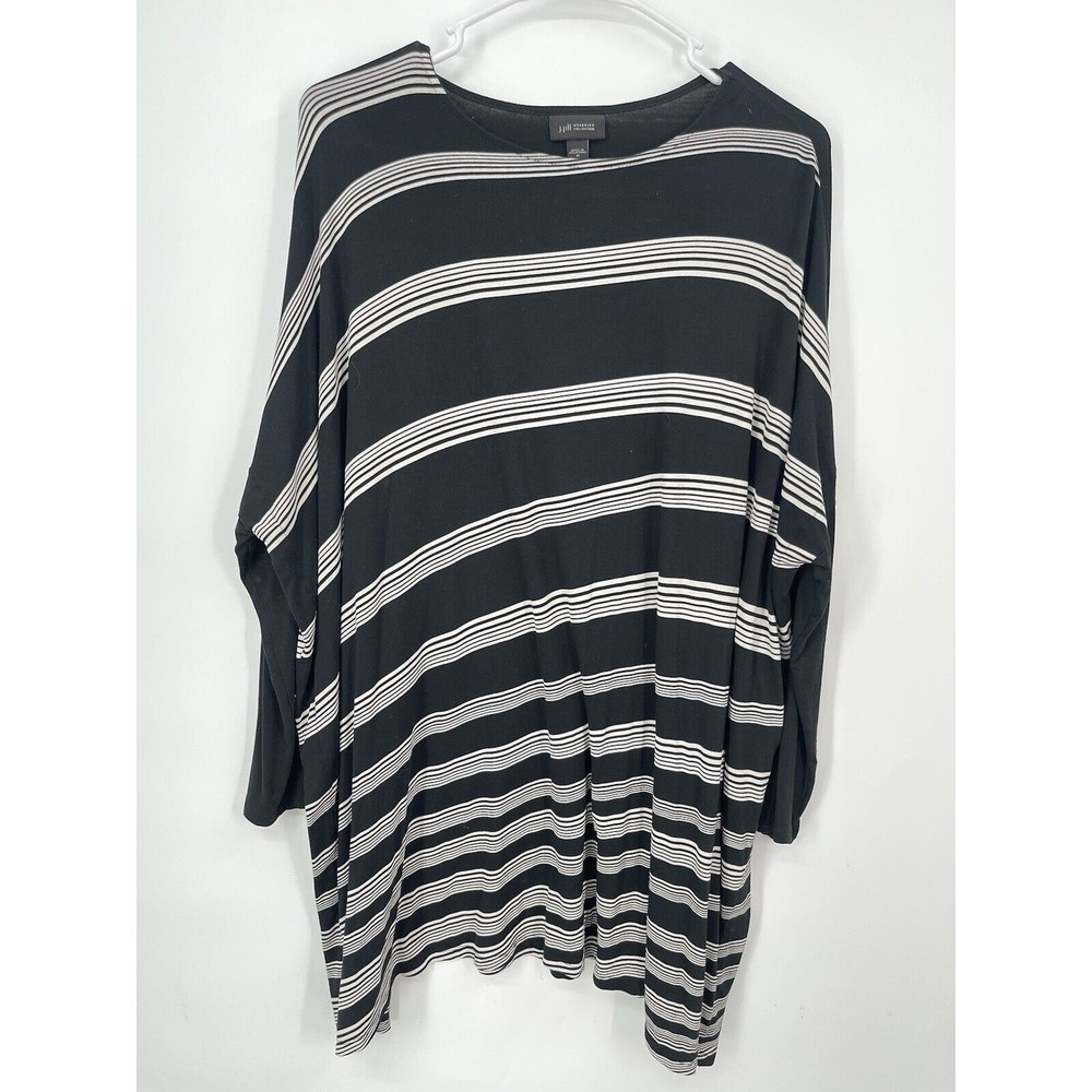 J Jill Wearever Collection Black White Stripe Oversized Poncho Tunic Top M
